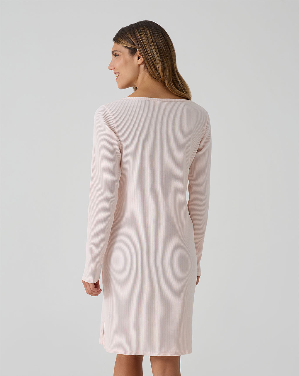 Camicia da notte premaman rosa a costine