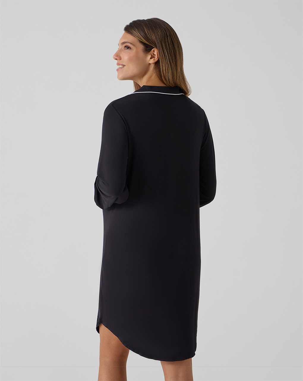 Camicia da notte premaman nera inserti bianchi