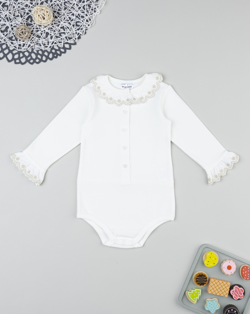 Body bimba bianco con colletto