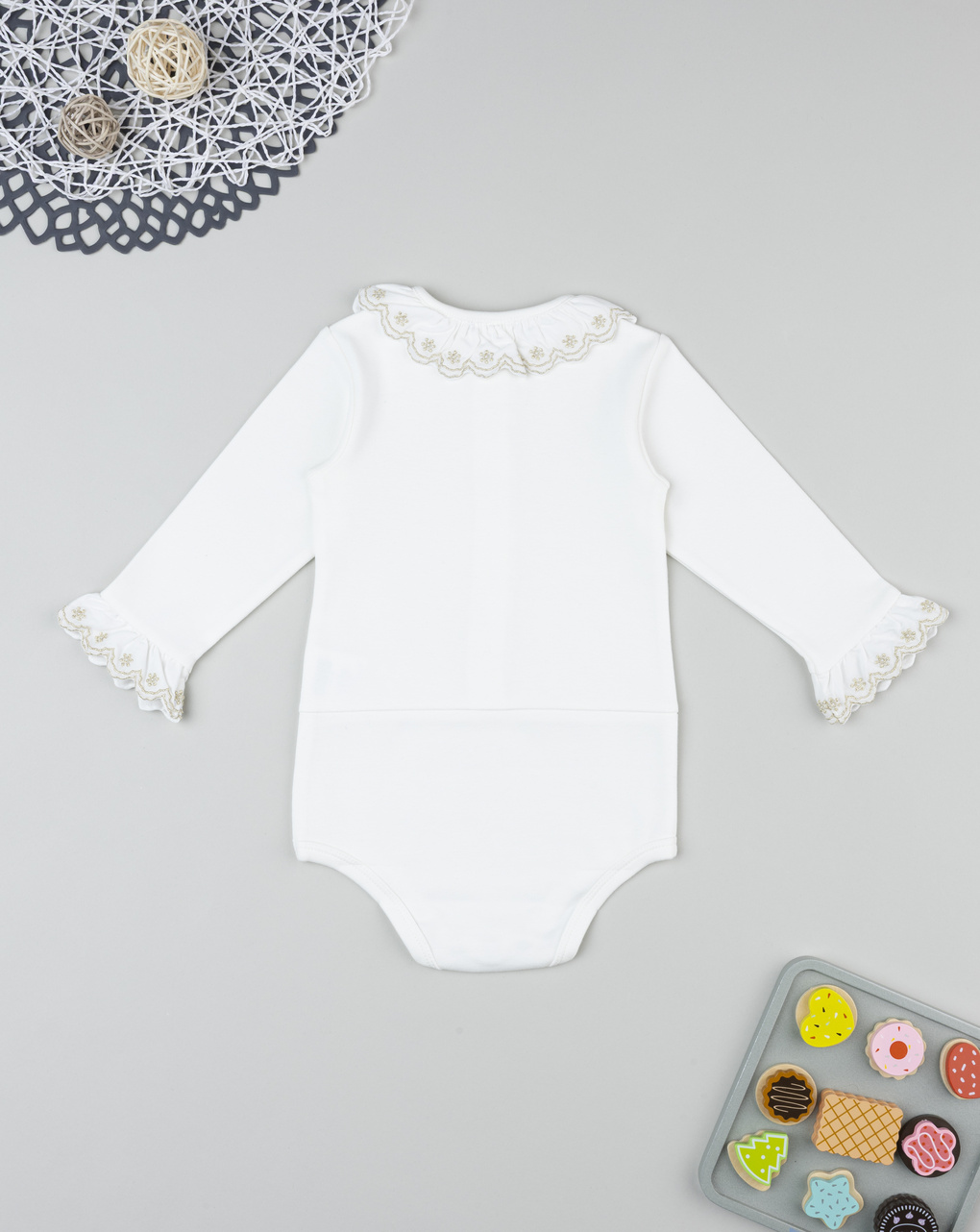 Body bimba bianco con colletto
