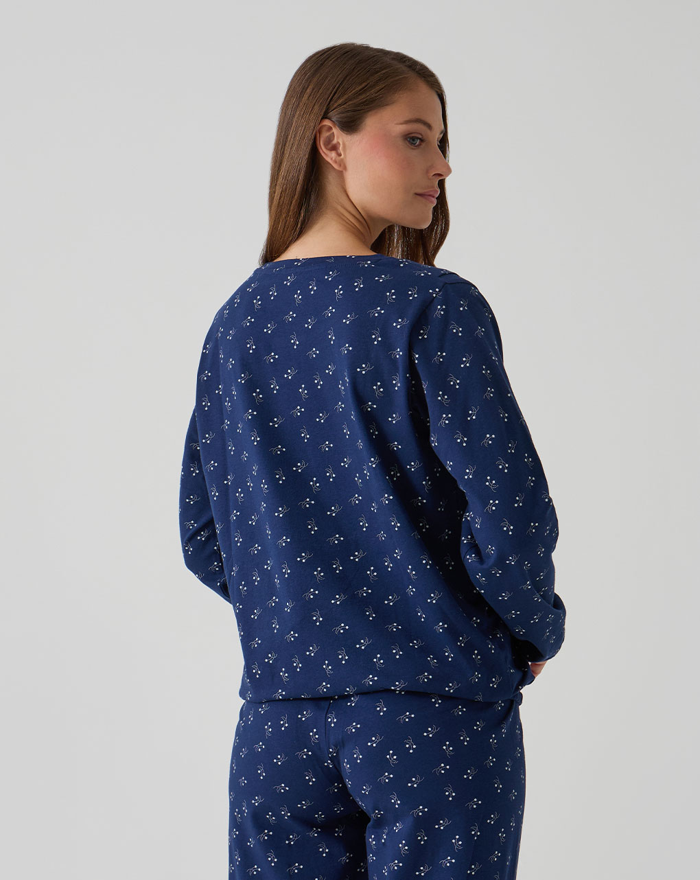 Pigiama premaman due pezzi blu con allover