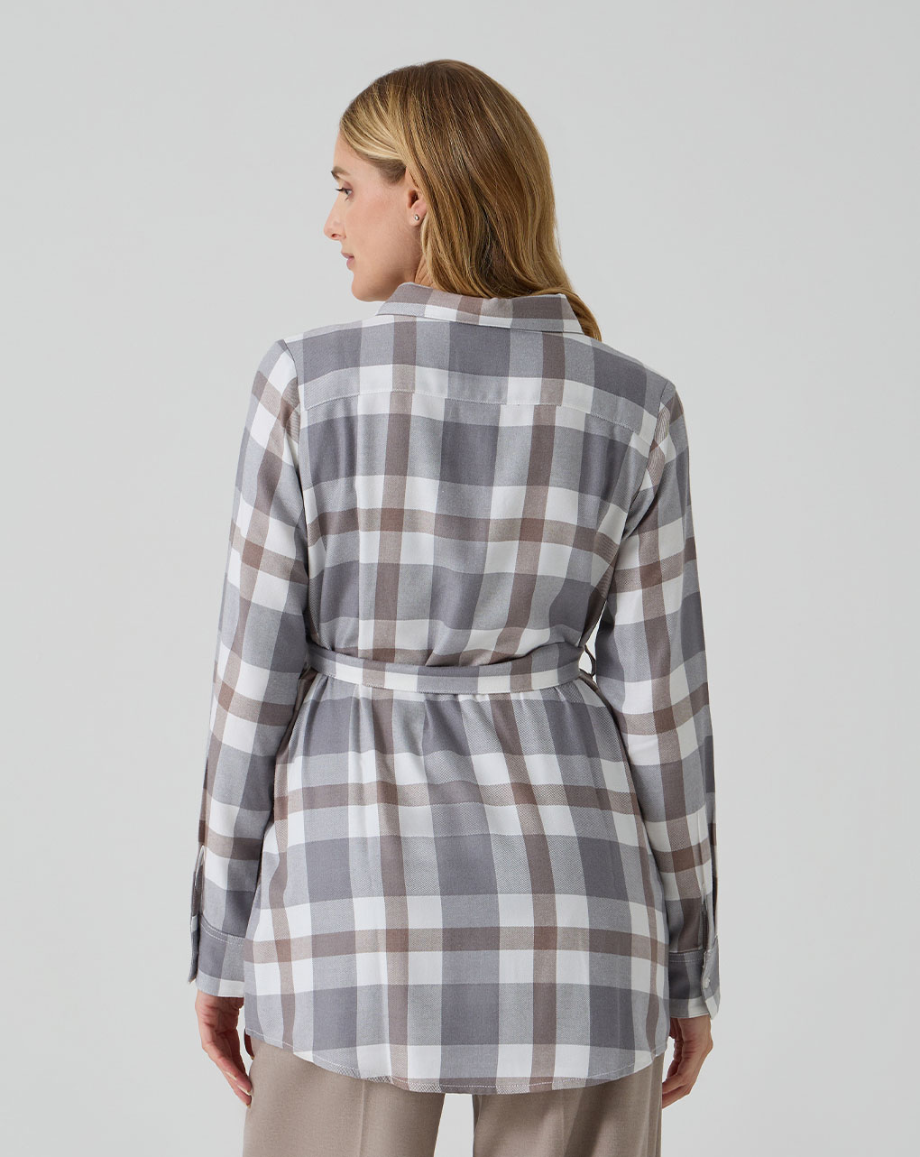 Camicia premaman allattamento tartan con coulisse