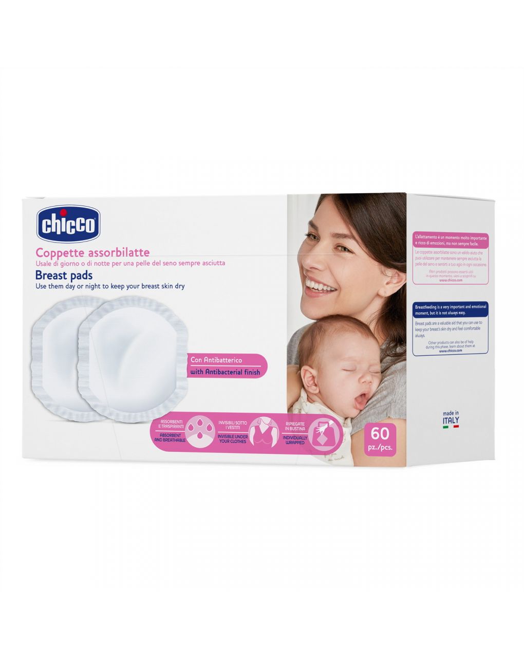 Dischetti assorbilatte antibatterici chicco x60 - chicco