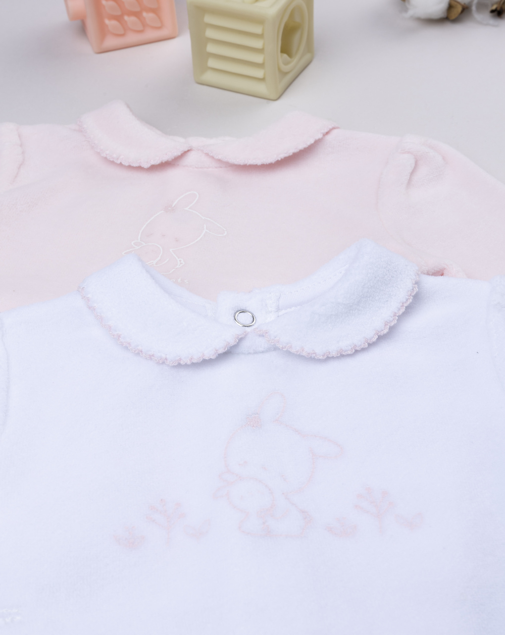 Pack 2 completi bimba fiori bianco/rosa