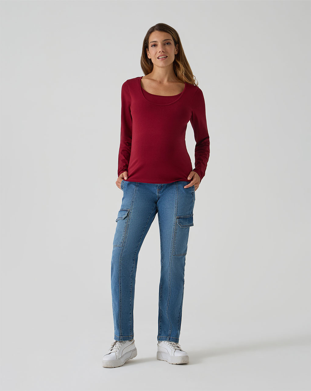 T-shirt allattamento rossa maniche lunghe