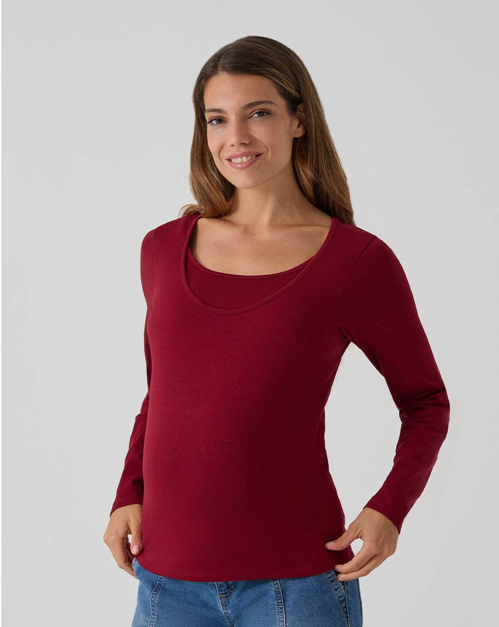 T-shirt allattamento rossa maniche lunghe