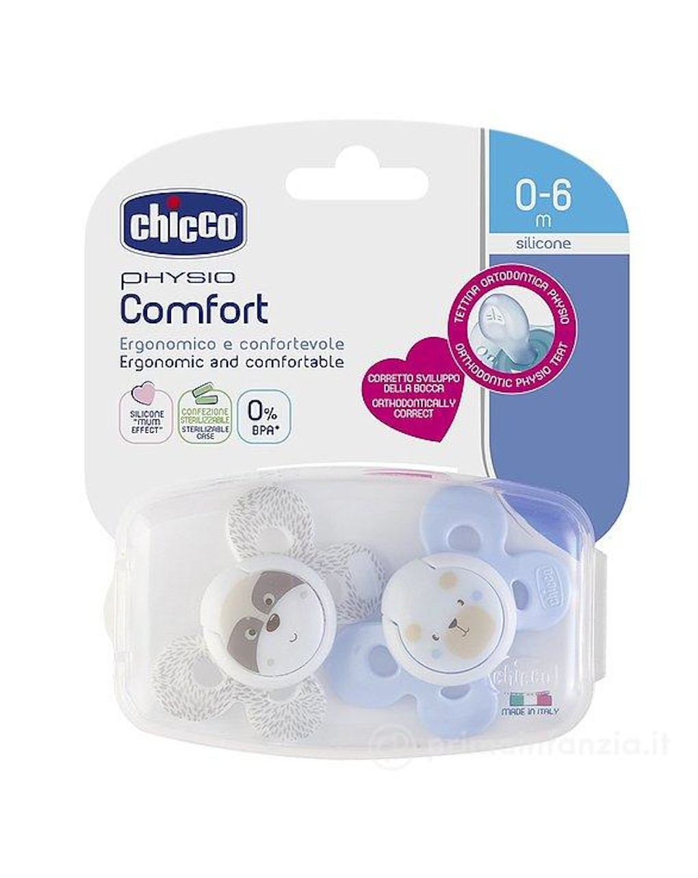 Succhietto comfort bimbo silicone 0-6m 2 pezzi - chicco