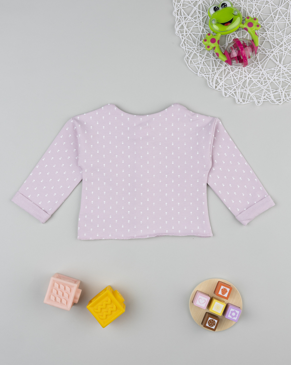 Cardigan neonata rosa con allover