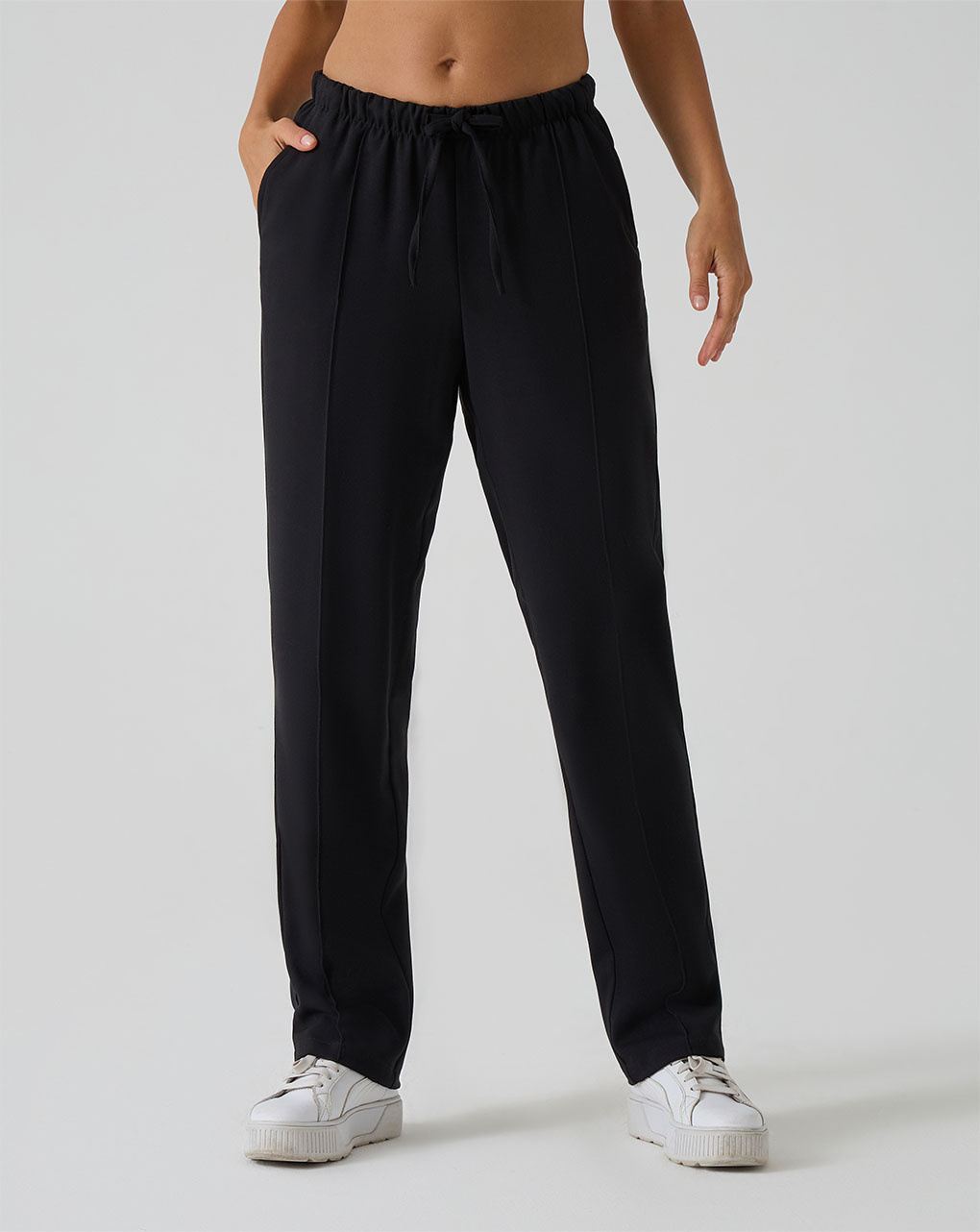 Pantalone gamba larga nero premaman