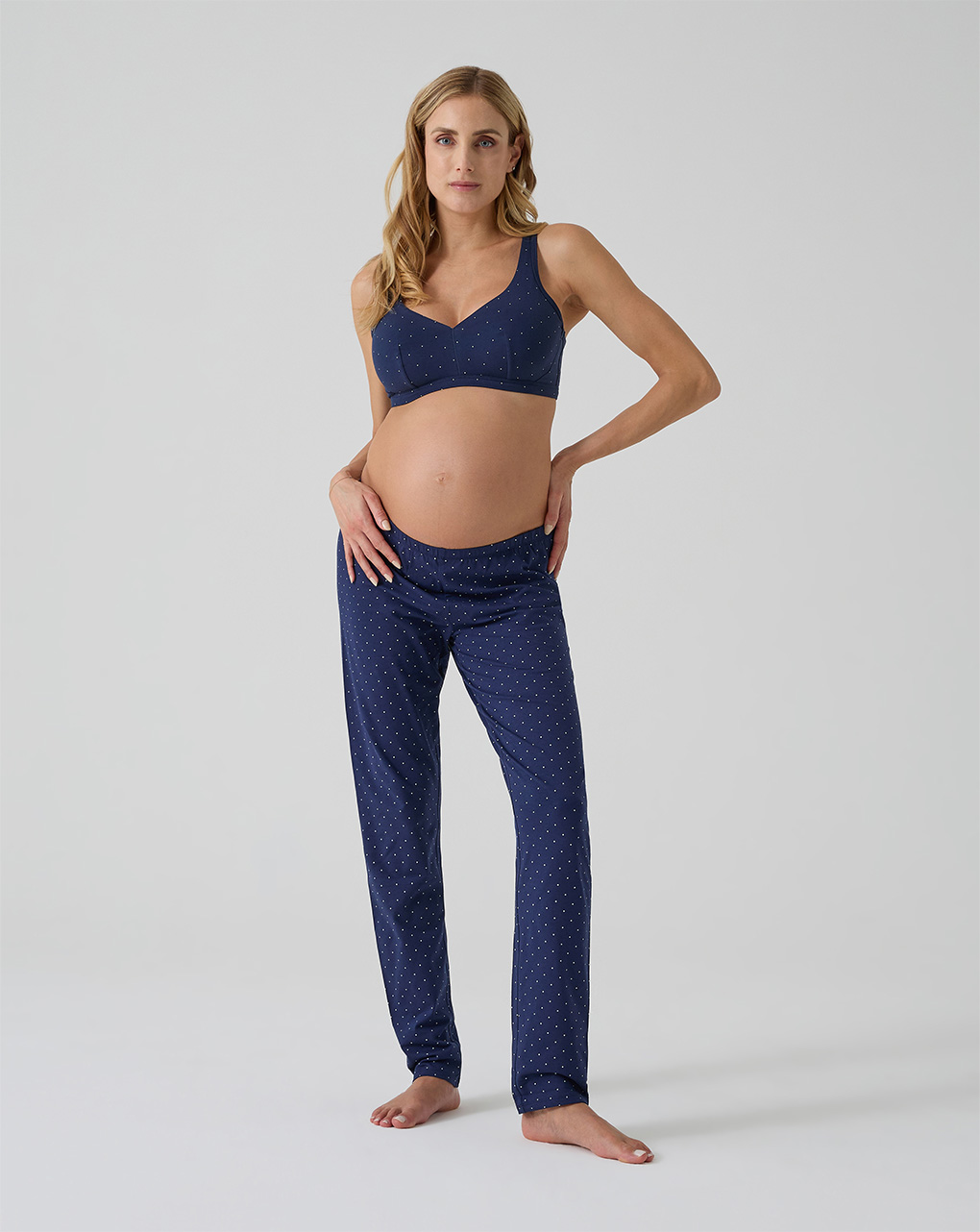 Reggiseno gravidanza senza ferretto blu con pois