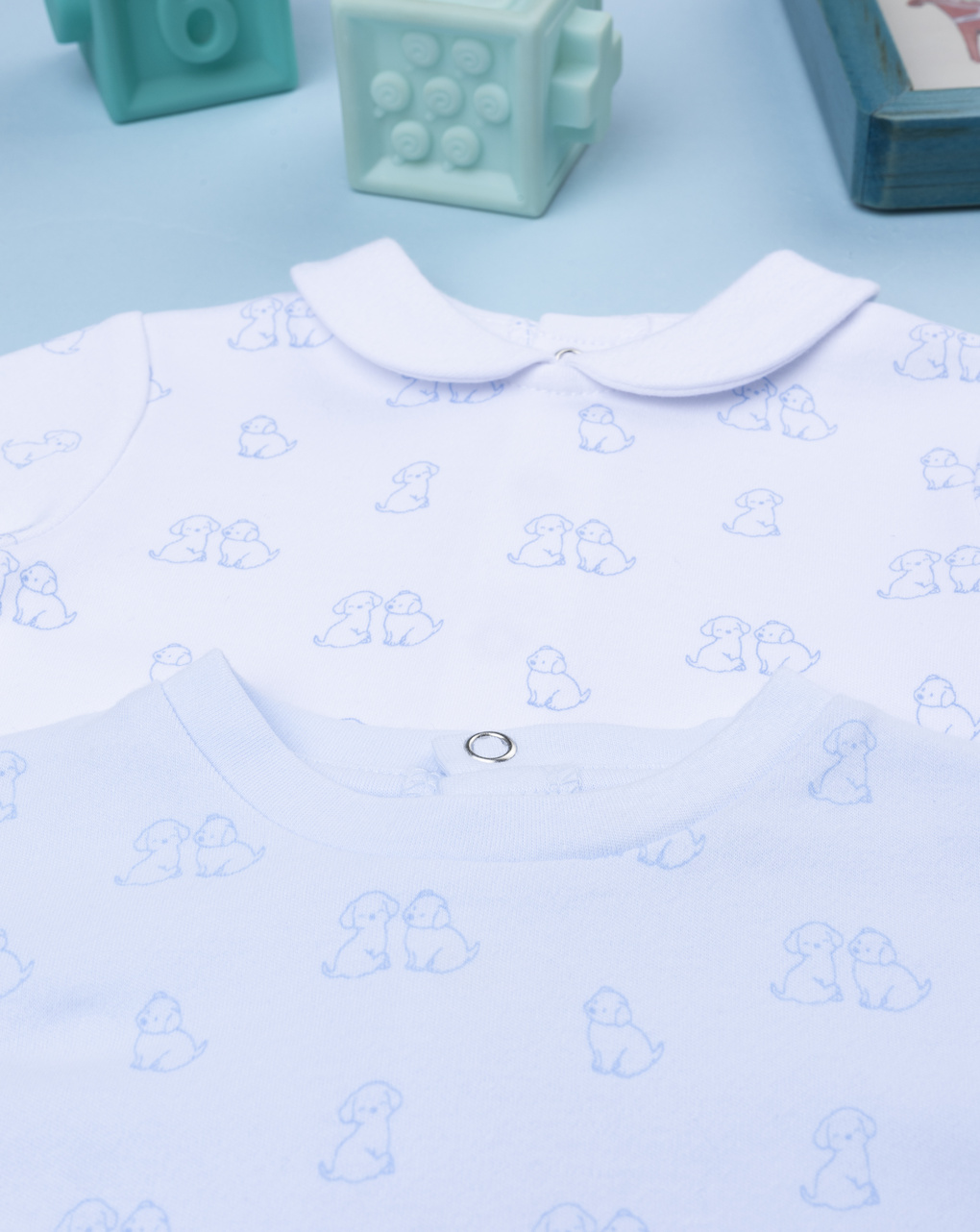 Pack 2 tutine bimbo bianco/azzurro allover