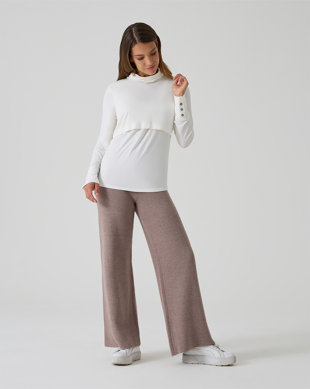 Pantalone tricot marrone premaman