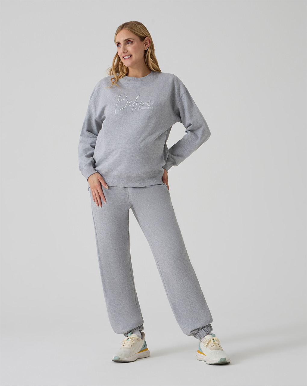Pantalone gravidanza in felpa grigio chiaro