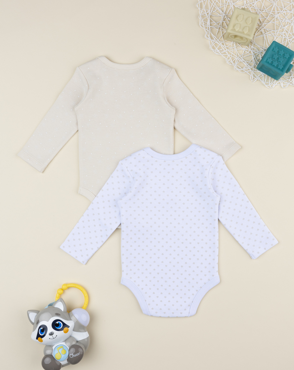 Pack due body bimaglia neonata bianco/beige