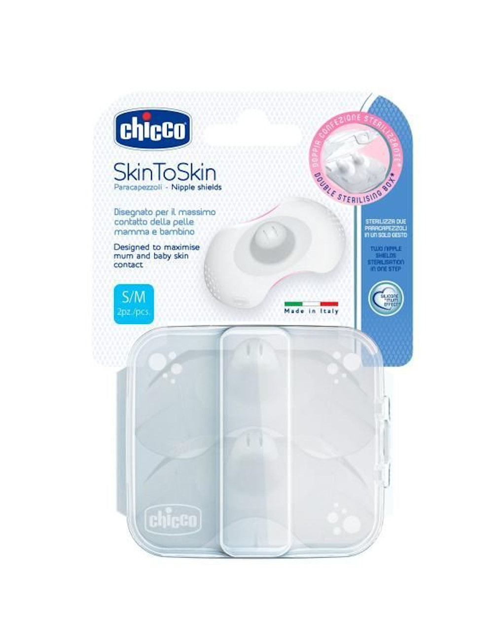 Paracapezzoli silicone skintoskin taglia s/m - chicco