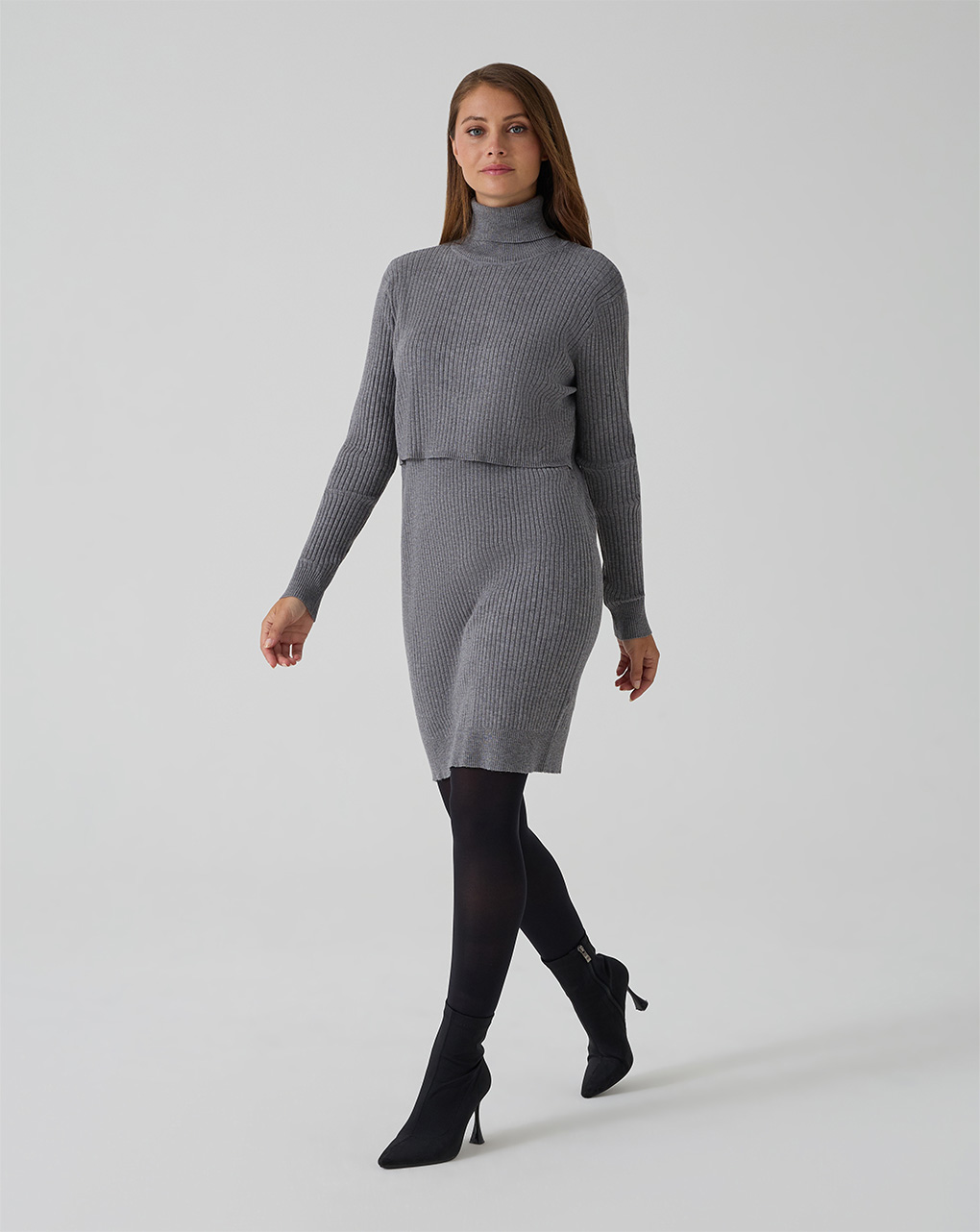 Abito allatamento tricot grigio