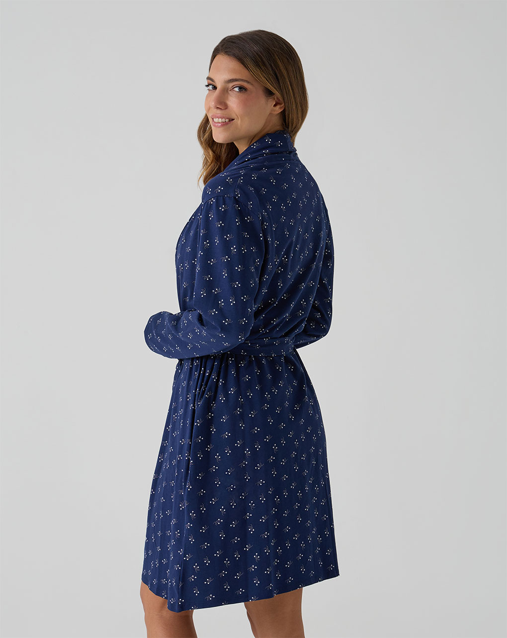 Vestaglia premaman blu con fiori allover