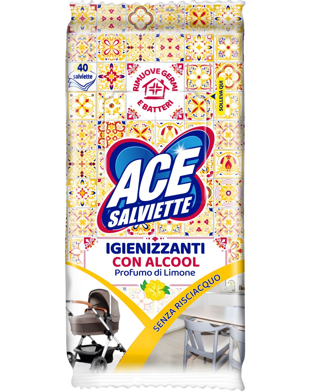 Salviette igienizzanti sgrassanti x40 - ace