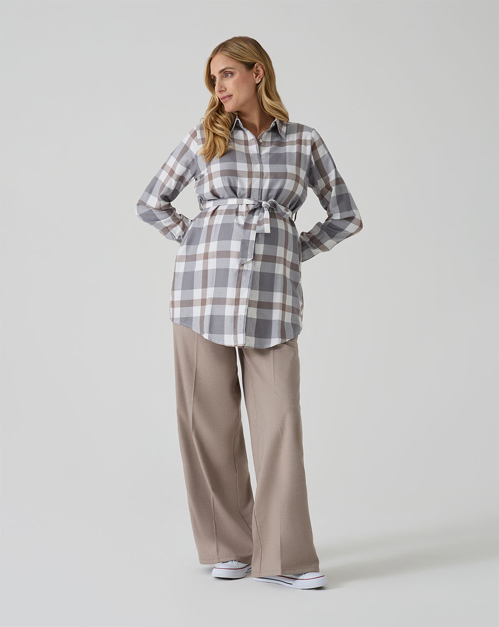 Camicia premaman allattamento tartan con coulisse