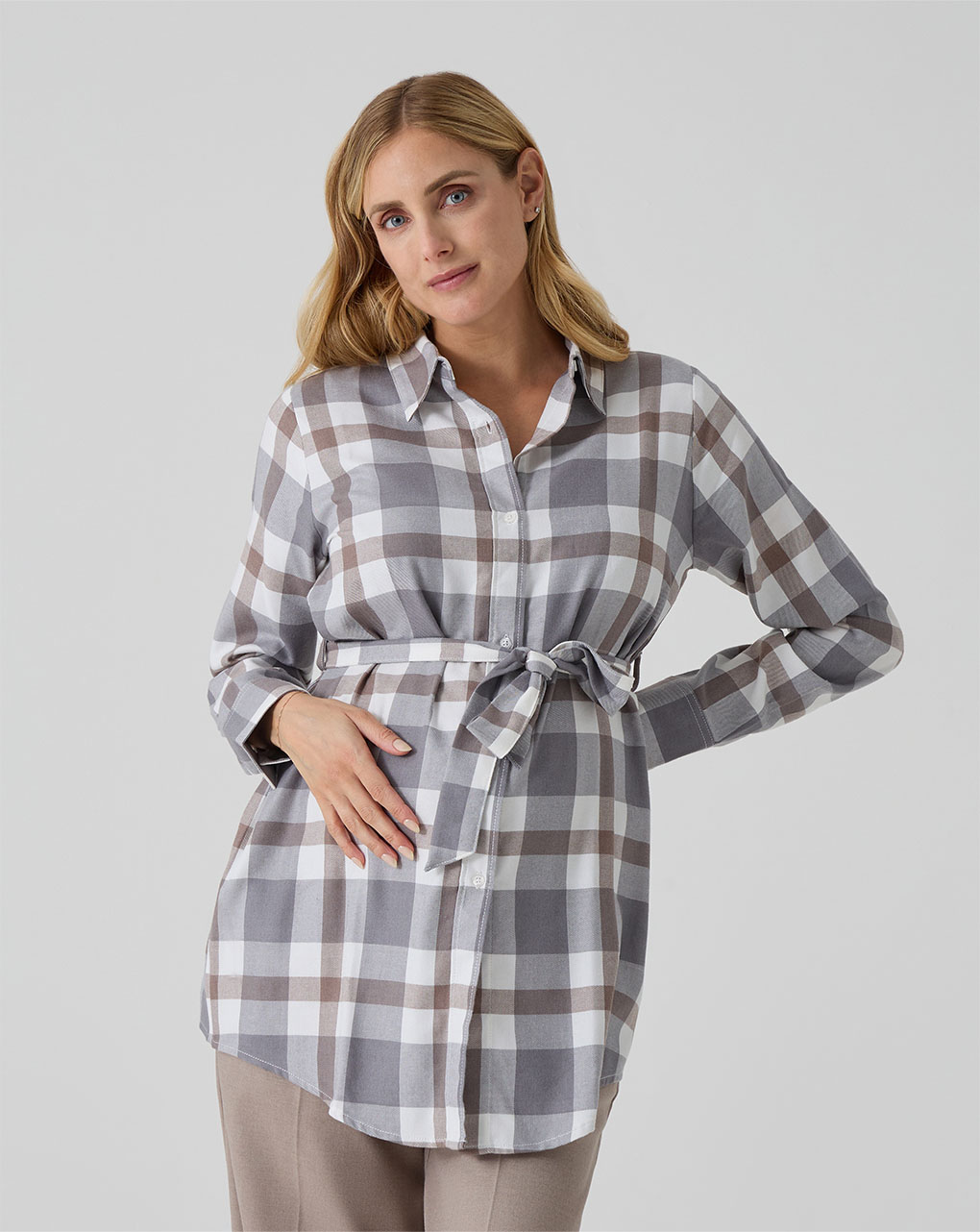 Camicia premaman allattamento tartan con coulisse