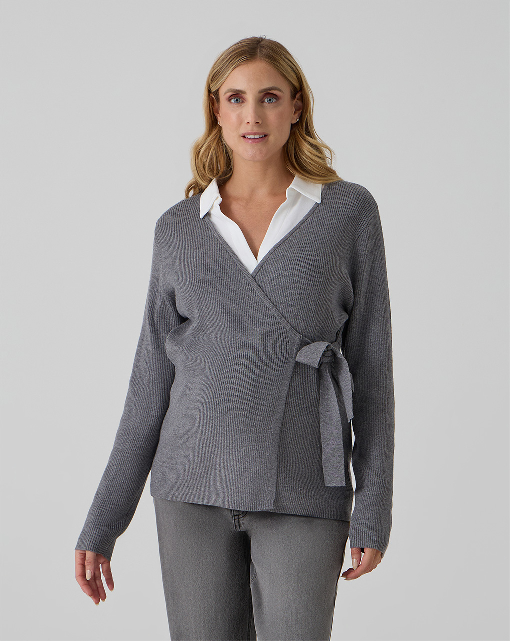 Cardigan portafoglio grigio premaman