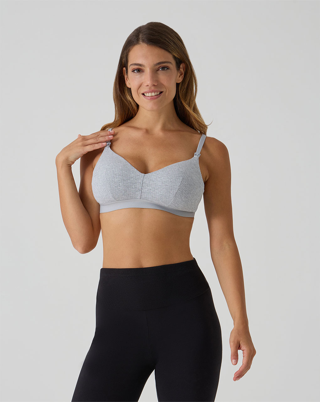 Reggiseno allattamento grigio costine
