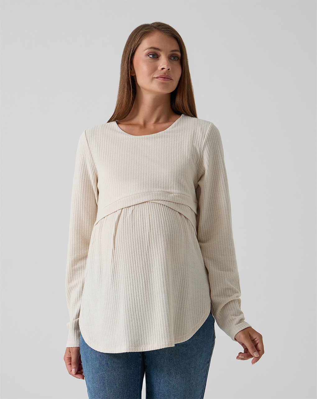 T-shirt allattamento panna waffle
