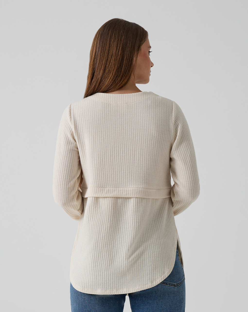 T-shirt allattamento panna waffle