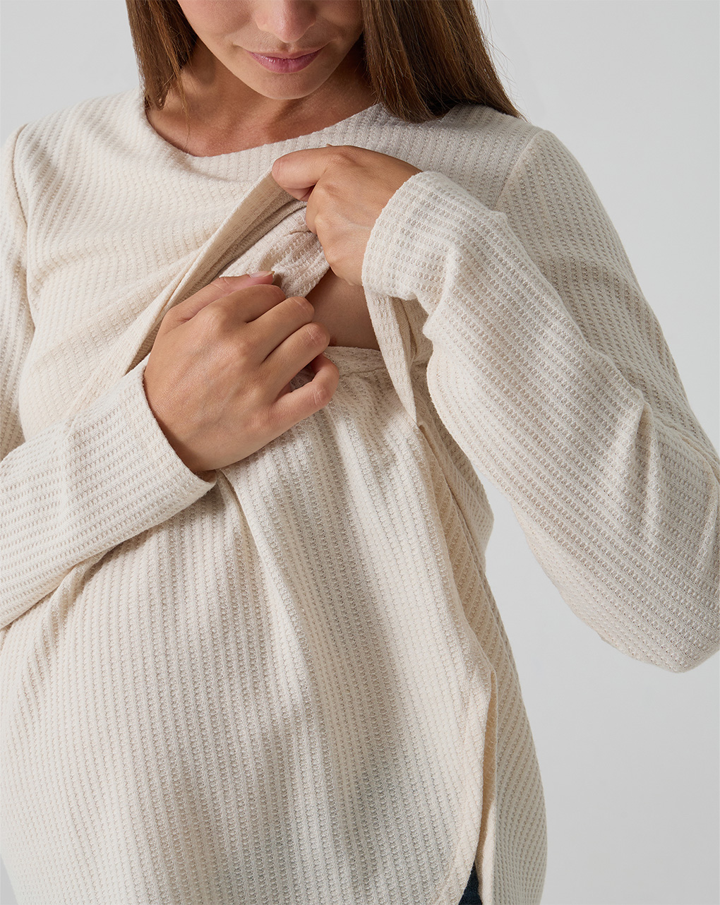 T-shirt allattamento panna waffle