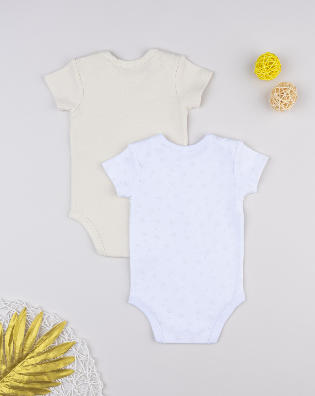 Pack 2 body bimba beige/bianco scollo americana