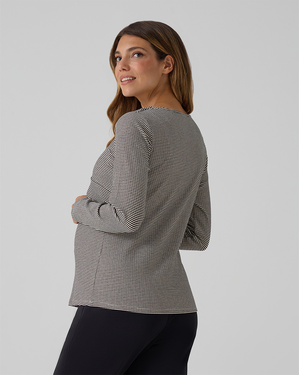 T-shirt allattamento maniche lunghe nero/beige