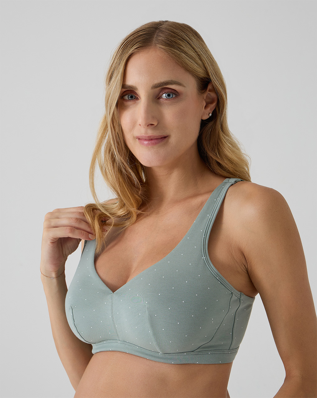 Reggiseno premaman senza ferretto verde e pois