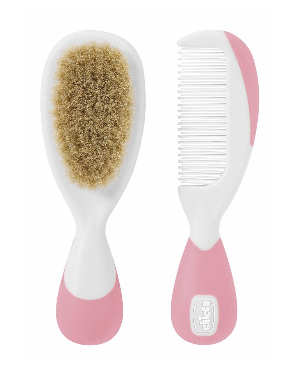 Spazzola e pettine rosa naturale - chicco