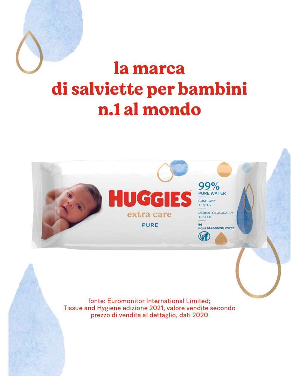 Salviettine huggies pure extra care – 56 pezzi - huggies