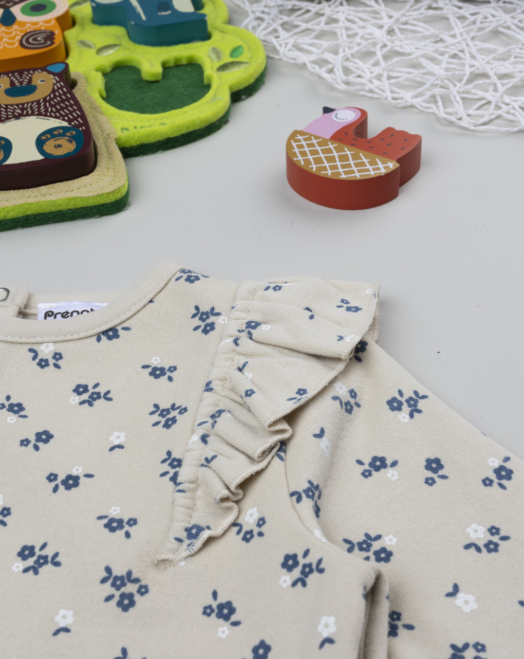 Jogger bimba beige/blu allover