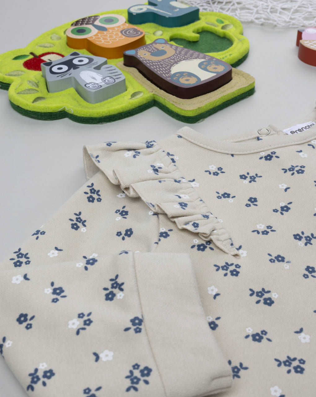 Jogger bimba beige/blu allover