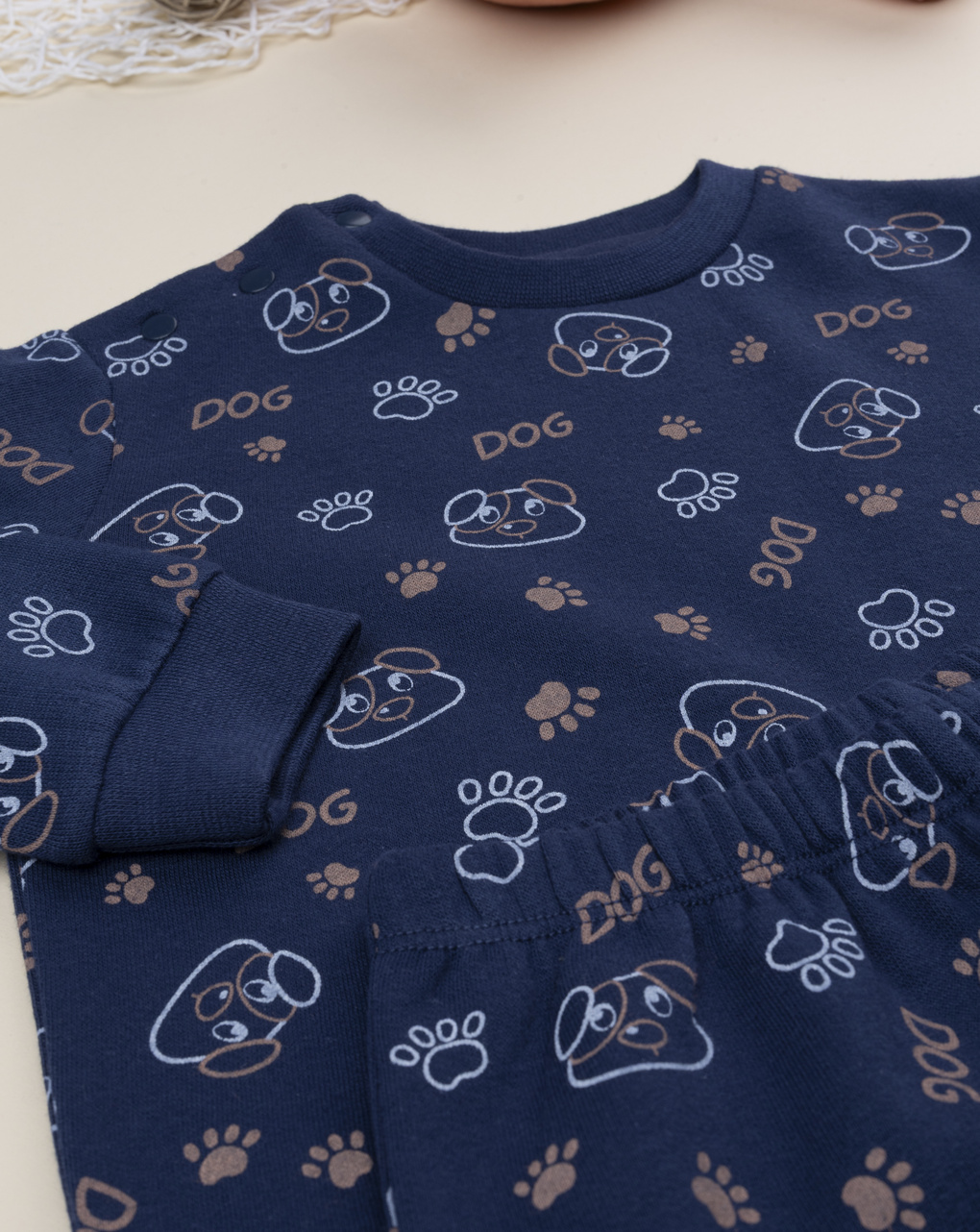 Pigiama bimbo blu stampa cani allover