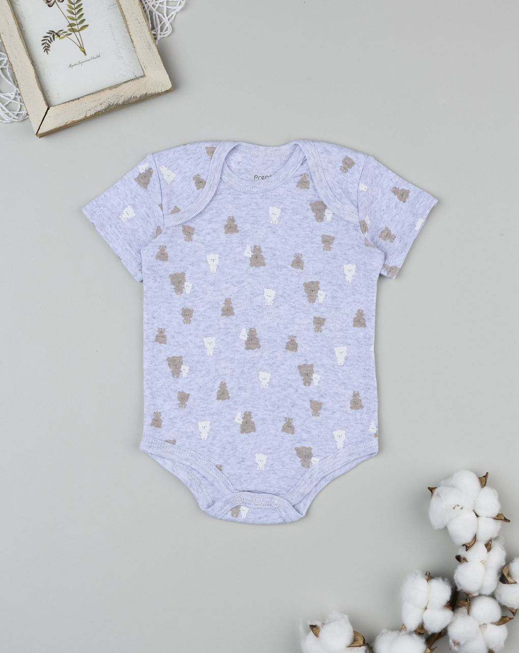 Body bimbo grigio orsetti allover