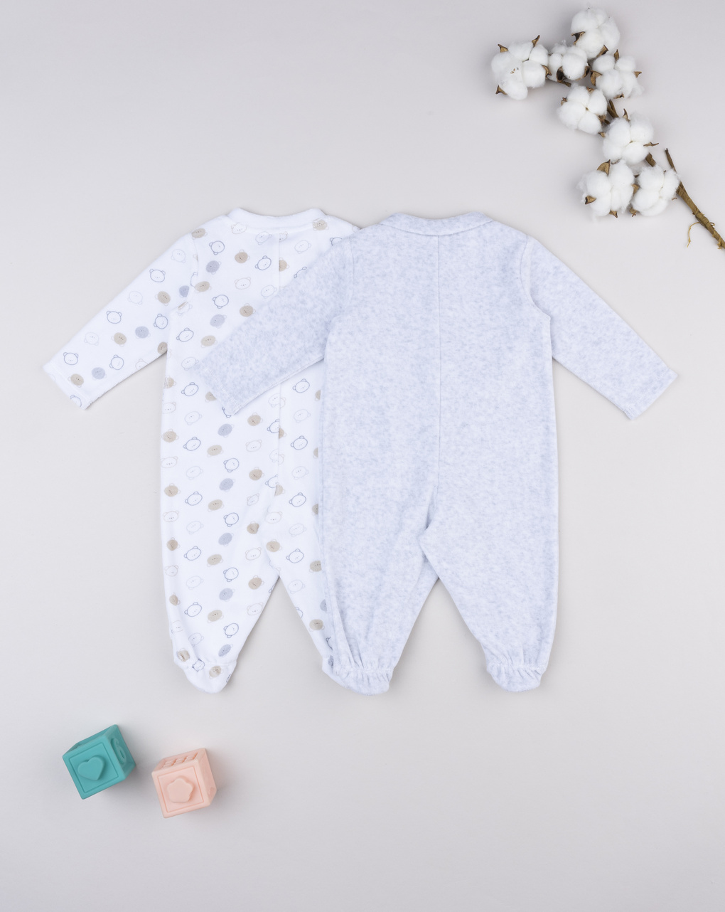 Pack 2 tutine bimbo bianco/grigio orsetti