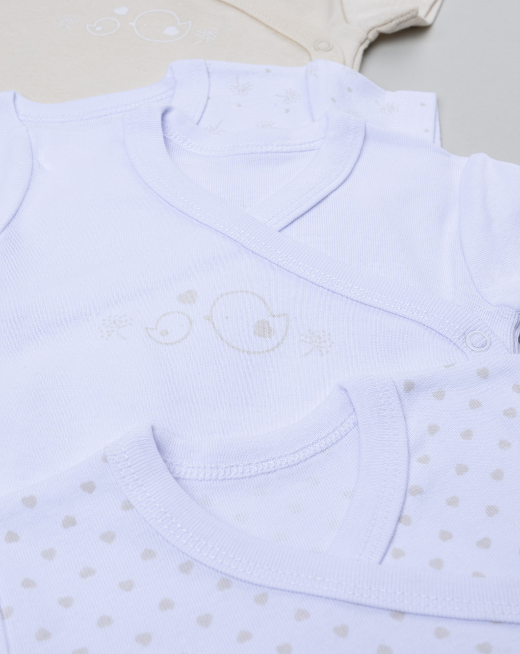 Pack 5 body neonata beige/bianco