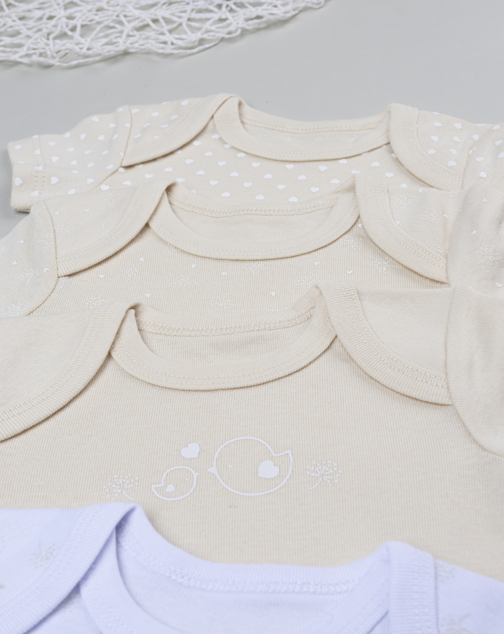 Pack 5 body neonata beige/bianco