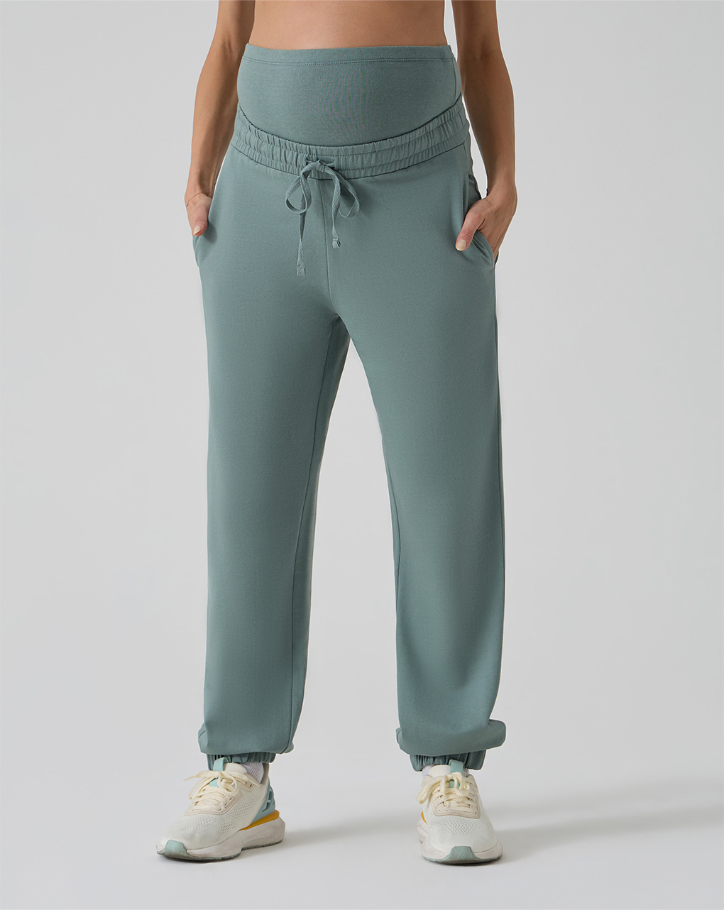 Pantalone gravidanza in felpa verde chiaro