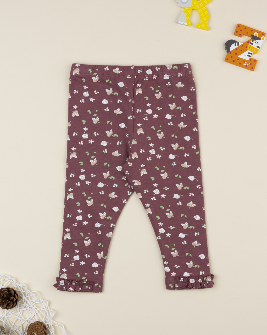 Legging bimba rosa antico stampato
