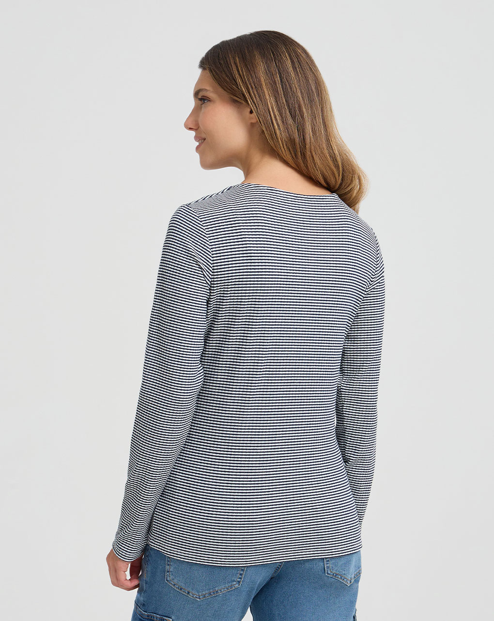 T-shirt allattamento a righe binache blu