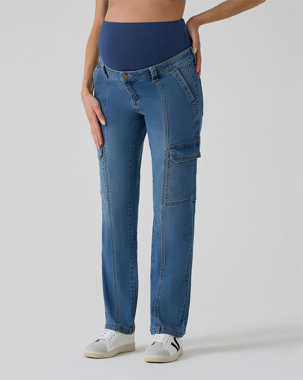 Pantalone premaman denim cargo