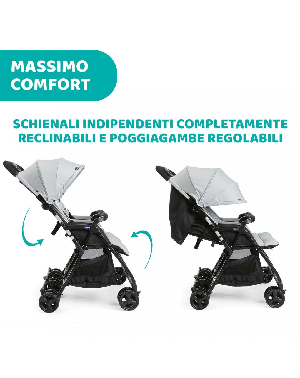 Passeggino gemellare ohlalà twin silver cat - chicco