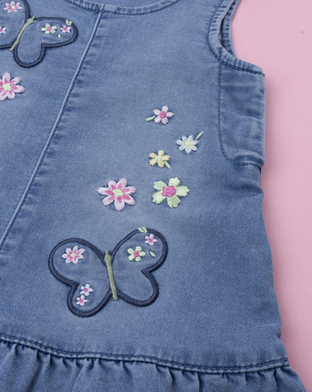 Vestito denim bimba con ricamo