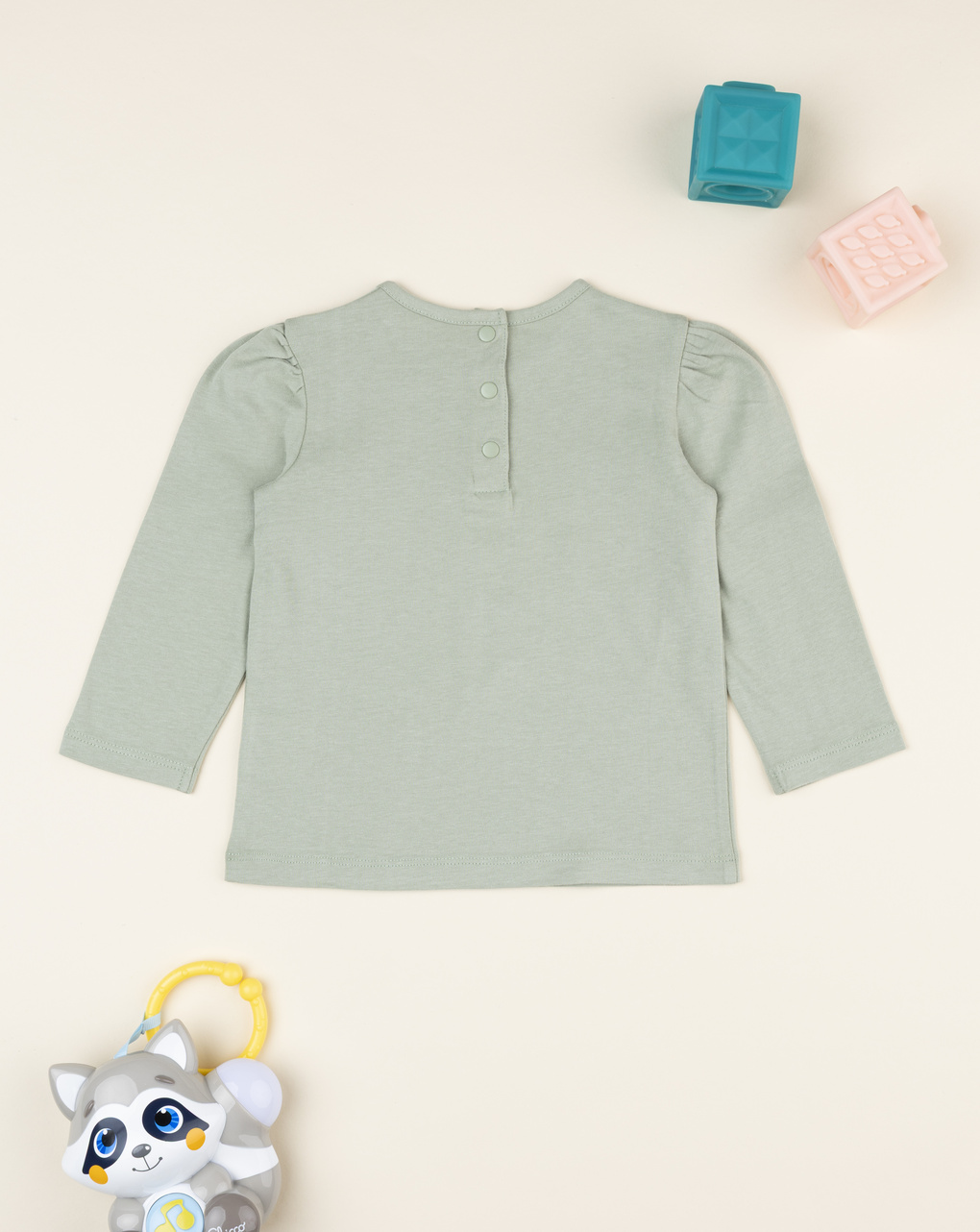 T-shirt bimba verde stampa coniglietto