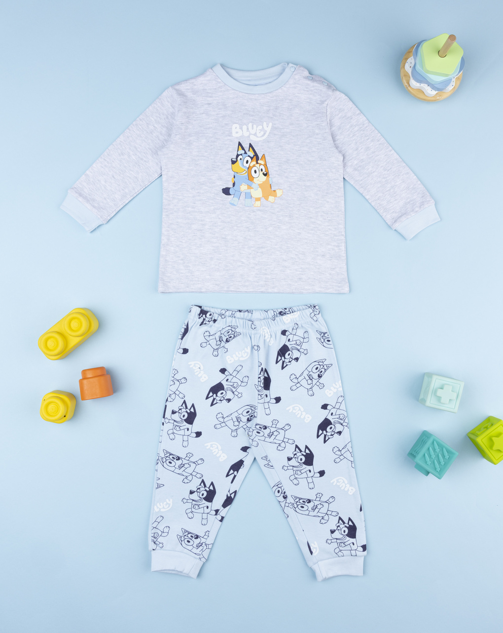Pigiama due pezzi bimbo grigio blue