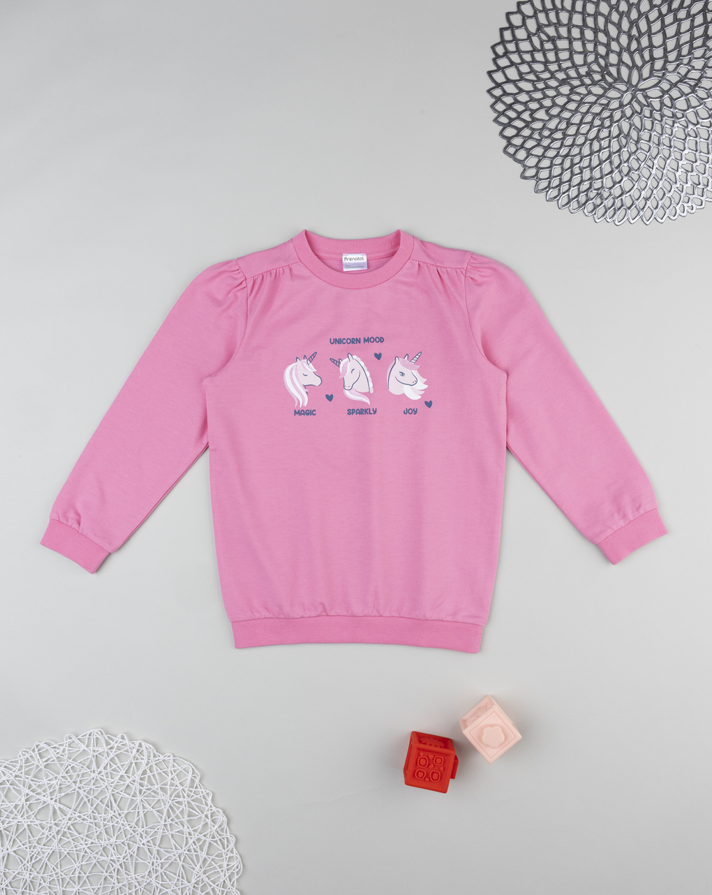 Felpa bambina rosa stampa unicorni